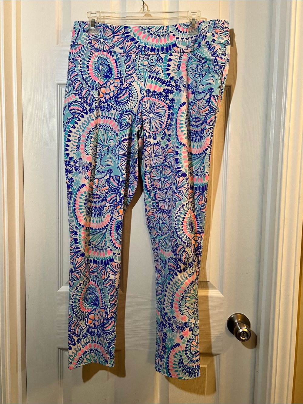 🦋 Lilly Pulitzer Luxletic Blue, Pink & Aqua Printed Pull-On Leggings size 12